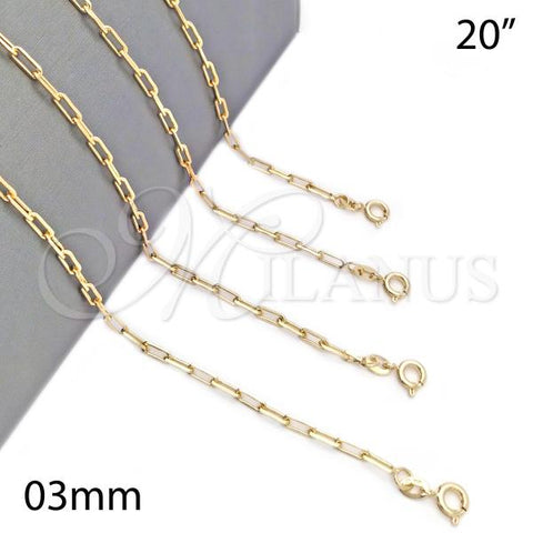 Oro Laminado Basic Necklace, Gold Filled Style Paperclip Design, Polished, Golden Finish, 04.58.0011.20