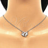 Sterling Silver Pendant Necklace, Bird and Heart Design, with White Micro Pave, Polished, Rhodium Finish, 04.336.0183.16