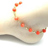 Oro Laminado Fancy Anklet, Gold Filled Style Ball Design, with Pink Pearl, Polished, Golden Finish, 03.63.2226.2.10