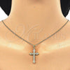 Sterling Silver Pendant Necklace, Cross Design, with White Cubic Zirconia, Polished, Golden Finish, 04.336.0124.2.16