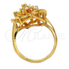 Oro Laminado Multi Stone Ring, Gold Filled Style with White Cubic Zirconia, Polished, Golden Finish, 01.210.0017.07 (Size 7)
