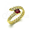 Oro Laminado Multi Stone Ring, Gold Filled Style with Garnet Cubic Zirconia, Polished, Golden Finish, 01.213.0018.1