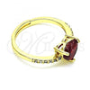 Oro Laminado Multi Stone Ring, Gold Filled Style Heart Design, with Garnet Cubic Zirconia and White Micro Pave, Polished, Golden Finish, 01.284.0057.4