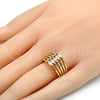 Oro Laminado Multi Stone Ring, Gold Filled Style with White Cubic Zirconia, Polished, Golden Finish, 01.99.0015.08 (Size 8)