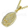Oro Laminado Religious Pendant, Gold Filled Style Guadalupe Design, Polished, Golden Finish, 05.351.0167
