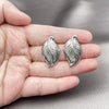 Rhodium Plated Stud Earring, Leaf Design, Polished, Rhodium Finish, 02.163.0370.1