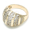 Oro Laminado Multi Stone Ring, Gold Filled Style with White Micro Pave, Polished, Golden Finish, 01.346.0011.09