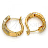 Oro Laminado Huggie Hoop, Gold Filled Style with White Cubic Zirconia, Polished, Golden Finish, 02.260.0001.20