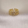 Oro Laminado Multi Stone Ring, Gold Filled Style with White Micro Pave, Polished, Golden Finish, 01.196.0016