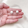 Oro Laminado Stud Earring, Gold Filled Style Ball Design, with Ivory Pearl, Polished, Golden Finish, 02.63.2127