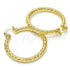Oro Laminado Medium Hoop, Gold Filled Style and Hollow Diamond Cutting Finish, Golden Finish, 02.170.0108.40