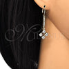 Oro Laminado Long Earring, Gold Filled Style with White Cubic Zirconia, Polished, Golden Finish, 02.221.0049