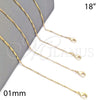 Oro Laminado Basic Necklace, Gold Filled Style Singapore Design, Polished, Golden Finish, 04.65.0184.18