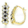 Oro Laminado Small Hoop, Gold Filled Style with Black and White Crystal, Polished, Golden Finish, 02.100.0101.2.20