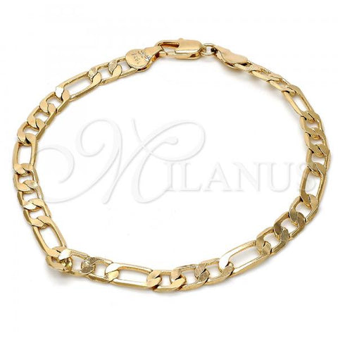 Oro Laminado Basic Bracelet, Gold Filled Style Figaro Design, Polished, Golden Finish, 5.222.014.08