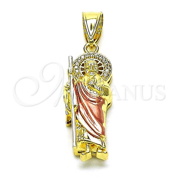 Gold Filled Pendant — Religious Pendant San Judas Design with White Micro — main product view — SKU 153008 | Oro Laminado dije — Religious Pendant San Judas diseño with blanco Micro — SKU 153008