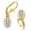 Oro Laminado Dangle Earring, Gold Filled Style Guadalupe Design, Polished, Tricolor, 02.351.0001