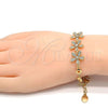 Oro Laminado Fancy Bracelet, Gold Filled Style Flower Design, with White Crystal, Polished, Golden Finish, 03.171.0010.07