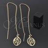 Oro Laminado Threader Earring, Gold Filled Style Greek Key Design, Golden Finish, 5.117.005