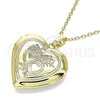 Oro Laminado Locket Pendant, Gold Filled Style Heart Design, Polished, Golden Finish, 05.117.0020