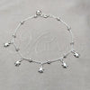 Sterling Silver Fancy Anklet, Turtle and Ball Design, Polished, Silver Finish, 03.409.0054.10