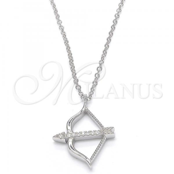Sterling Silver Pendant Necklace, with White Cubic Zirconia, Polished, Rhodium Finish, 04.336.0060.16