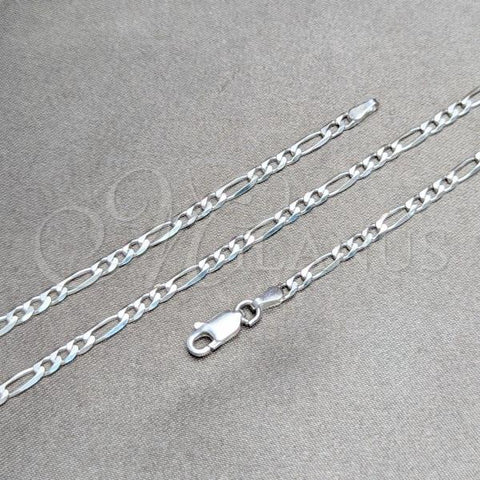 Sterling Silver Basic Necklace, Figaro Design, Polished, Silver Finish, 04.420.0015.18