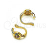 Oro Laminado Earcuff Earring, Gold Filled Style Heart Design, with Multicolor Micro Pave, Polished, Golden Finish, 02.213.0383