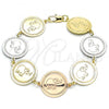 Oro Laminado Fancy Bracelet, Gold Filled Style Elephant Design, Polished, Tricolor, 03.63.2036.07