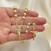 Oro Laminado Medium Rosary, Gold Filled Style San Judas and Crucifix Design, Polished, Golden Finish, 09.213.0043.26