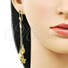 Oro Laminado Long Earring, Gold Filled Style Star Design, Golden Finish, 5.079.001