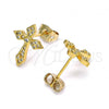 Oro Laminado Stud Earring, Gold Filled Style Cross Design, with White Micro Pave, Polished, Golden Finish, 02.213.0299