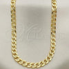 Oro Laminado Basic Necklace, Gold Filled Style Pave Cuban Design, Diamond Cutting Finish, Golden Finish, 5.223.004.30