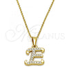 Stainless Steel Pendant Necklace, Initials and Rolo Design, with White Crystal, Polished, Golden Finish, 04.238.0004.18