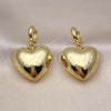 Oro Laminado Dangle Earring, Gold Filled Style Heart and Hollow Design, Polished, Golden Finish, 02.341.0181