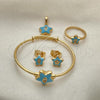 Oro Laminado Earring and Pendant Children Set, Gold Filled Style Star Design, with  Crystal, Golden Finish, 06.26.0007.1