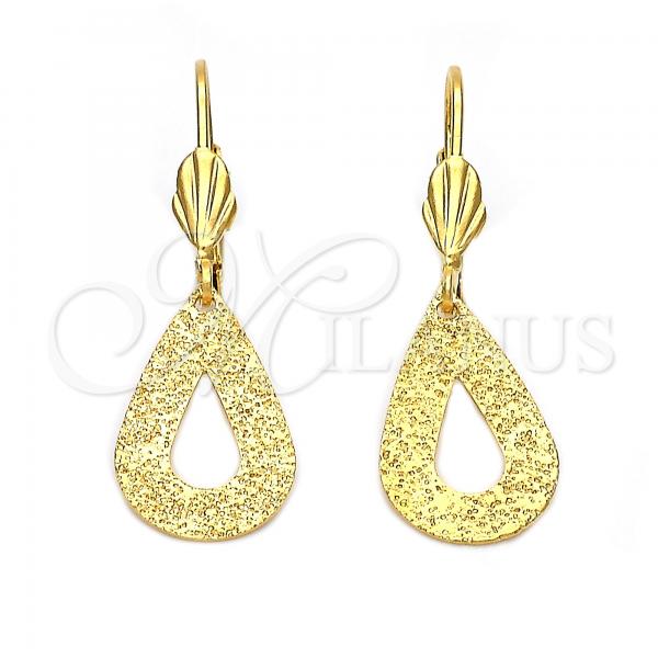 Oro Laminado Dangle Earring, Gold Filled Style Teardrop Design, Matte Finish, Golden Finish, 5.088.009