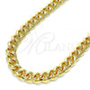 Oro Laminado Basic Necklace, Gold Filled Style Miami Cuban Design, Polished, Golden Finish, 04.63.0130.1.22