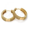 Oro Laminado Huggie Hoop, Gold Filled Style with White Cubic Zirconia, Polished, Golden Finish, 02.213.0019.25