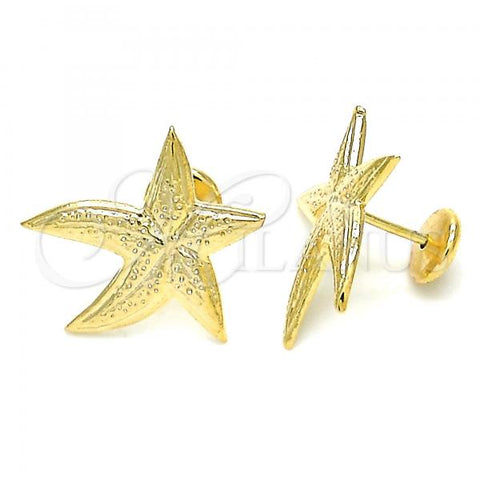 Oro Laminado Stud Earring, Gold Filled Style Star Design, Polished, Golden Finish, 02.09.0169
