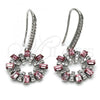 Rhodium Plated Dangle Earring, with Light Rose Swarovski Crystals and White Crystal, Polished, Rhodium Finish, 02.26.0174