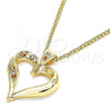 Oro Laminado Pendant Necklace, Gold Filled Style Heart Design, with Garnet and White Micro Pave, Polished, Golden Finish, 04.156.0351.1.20