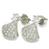 Sterling Silver Stud Earring, with White Cubic Zirconia, Polished, Rhodium Finish, 02.336.0094