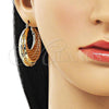 Oro Laminado Medium Hoop, Gold Filled Style Hollow Design, Diamond Cutting Finish, Golden Finish, 02.196.0108.40