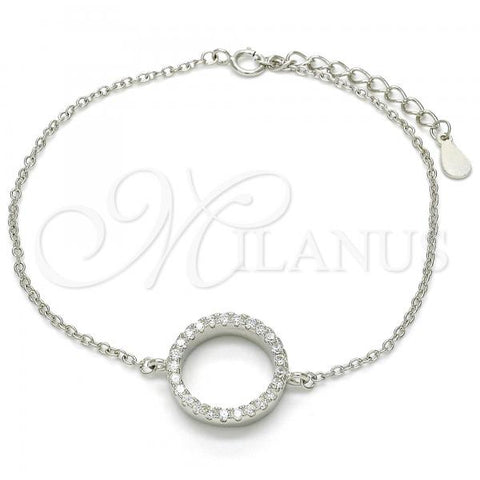 Sterling Silver Fancy Bracelet, with White Cubic Zirconia, Polished, Rhodium Finish, 03.336.0044.07