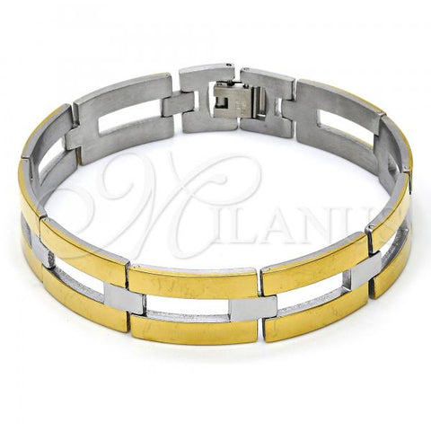 Stainless Steel Solid Bracelet, Polished, Two Tone, 03.114.0216.1.09