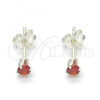 Sterling Silver Stud Earring, with Garnet Cubic Zirconia, Polished,, 02.63.2604.1