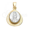 Oro Laminado Religious Pendant, Gold Filled Style San Lazaro Design, Diamond Cutting Finish, Two Tone, 5.199.018