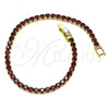 Oro Laminado Charm Bracelet, Gold Filled Style with Garnet Cubic Zirconia, Polished, Golden Finish, 03.130.0001.7.07