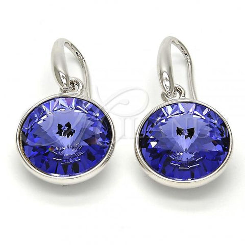 Rhodium Plated Dangle Earring, with Tanzanite Swarovski Crystals, Polished, Rhodium Finish, 02.239.0001.7